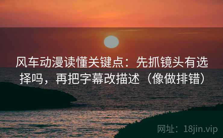风车动漫读懂关键点:先抓镜头有选择吗,再把字幕改描述(像做排错) 风车动漫读懂关键点:先抓镜头有选择吗,再把字幕改描述(像做排错)