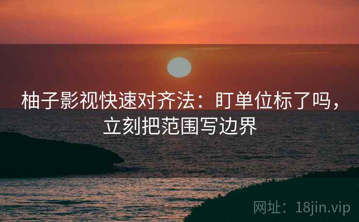 柚子影视快速对齐法：盯单位标了吗，立刻把范围写边界