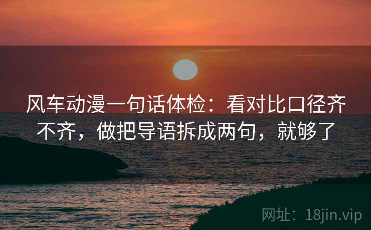 风车动漫一句话体检:看对比口径齐不齐,做把导语拆成两句,就够了 风车动漫一句话体检:看对比口径齐不齐,做把导语拆成两句,就够了